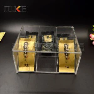 Satılık Sıfır Kare Akrilik Çay Saklama Kutuları Satılık