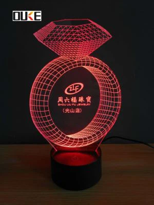 Özel 7 Renk Elmas Şekli Akrilik 3D LED Lamba