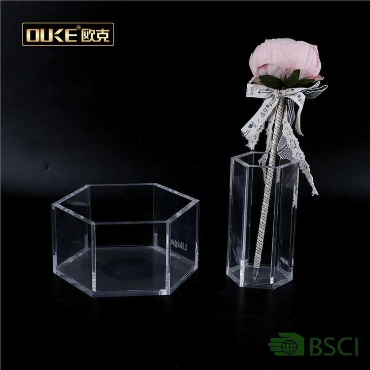 Custom Clear Arcylic Hexagon Vase