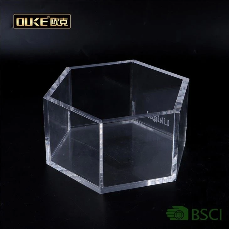 Custom Clear Arcylic Hexagon Vase